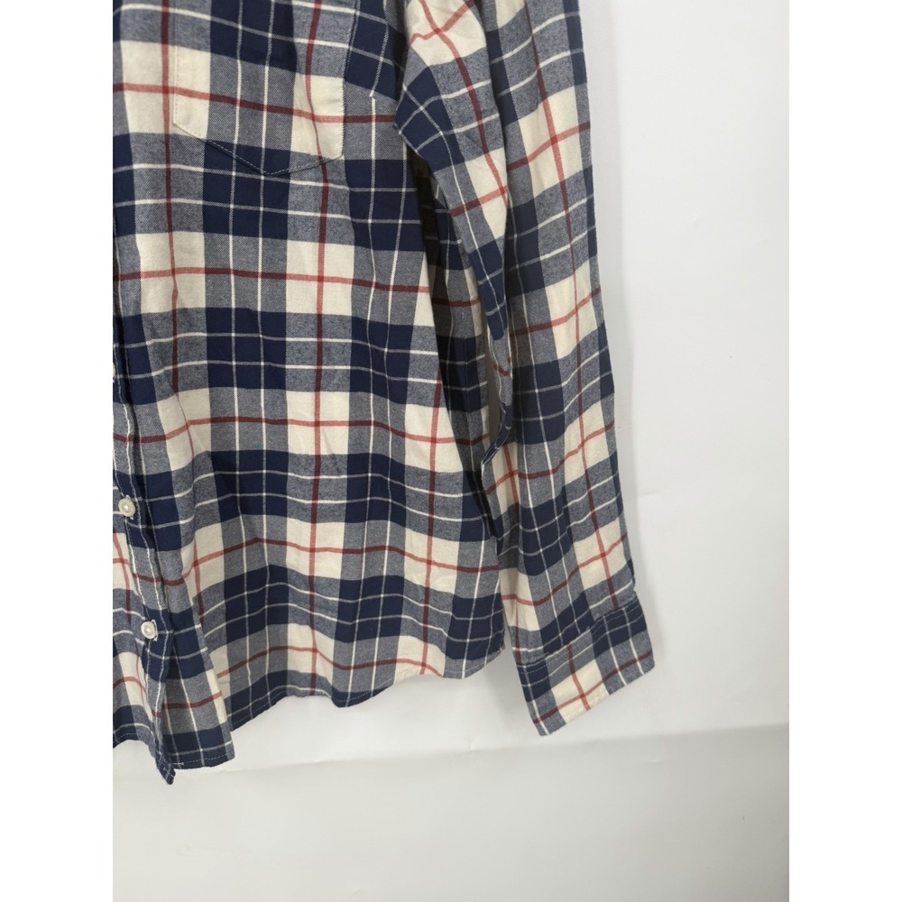 J. Crew‎ Factory Button Front Plaid Flannel Shirt Women L Blue Western Preppy - Picture 9 of 9
